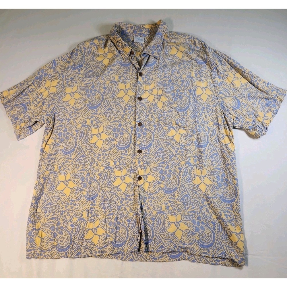 Blue Ginger Hawaiian Cotton Shirt Mens XLarge Multicolor Floral Beach Button Up